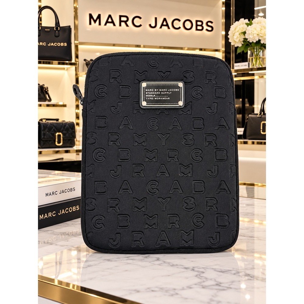 Marc by Marc Jacobs Black Embossed Logo Neoprene Tablet Sleeve Case